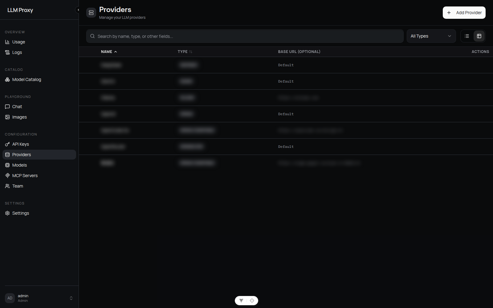 Providers screen